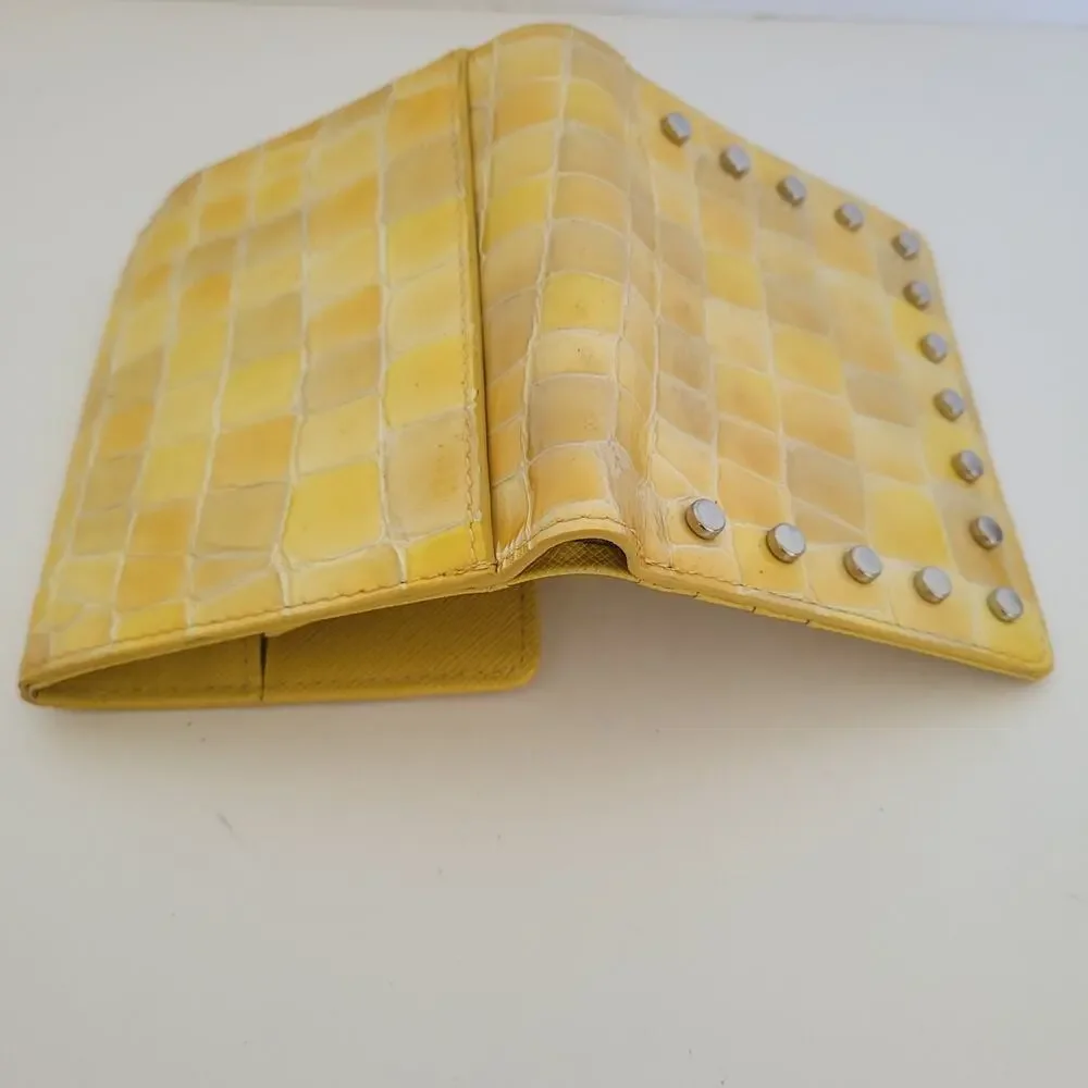 Cocco Fiore Zip Clutch Purple Croc Animal Embossed Large Wallet Long Card Holder